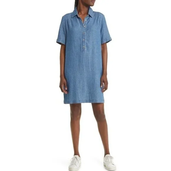 denim dress with long sleeves Blue Jean Beauty Denim Mini Dress | Trendy Women's Dress